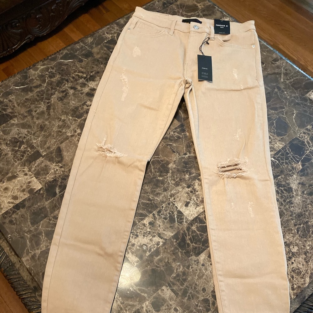 Brand New Mens Forever 21 Skinny Khaki Jeans